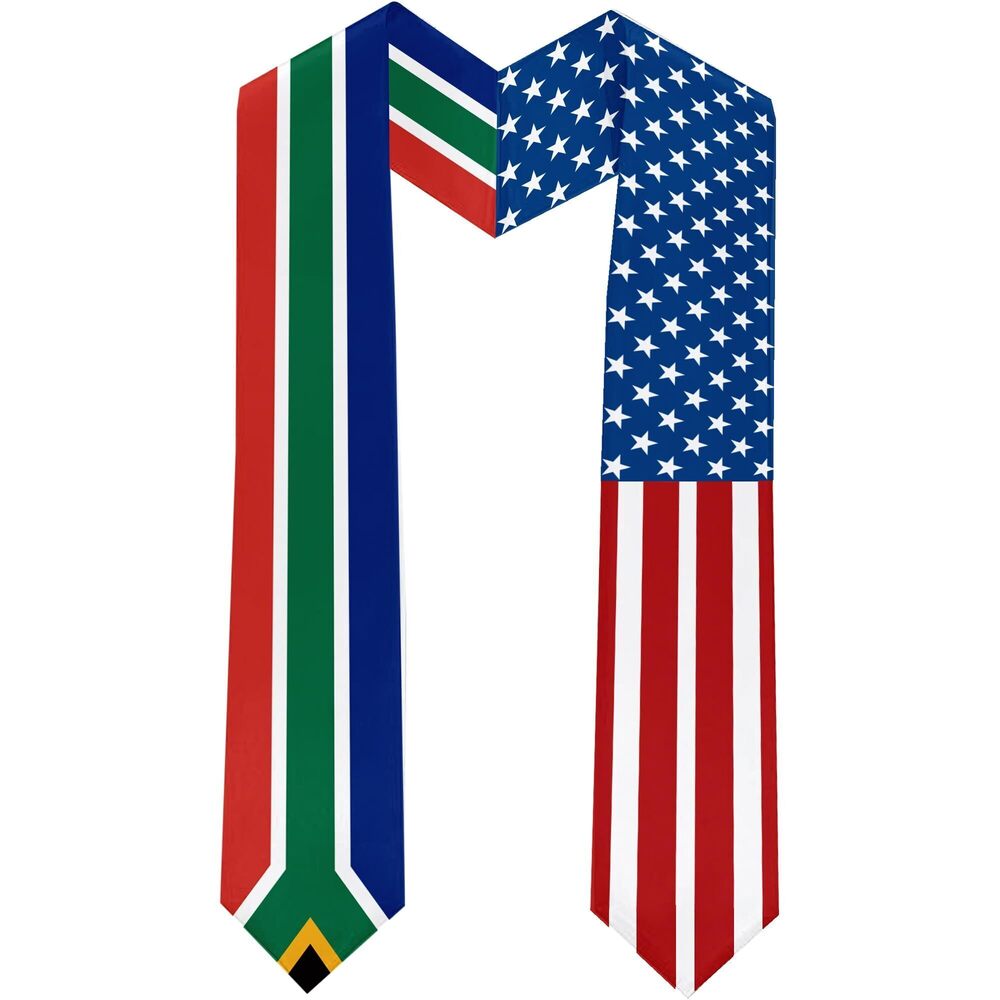 4357 2025 South Africa Flag and USA Flag Graduation Stole Graduation Sash